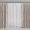 Beige Thick And White Sheer Curtains With Black Rod For Window Decoration