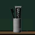 Daily Wash Products With Toothpaste Tube And Toothbrush In White Container