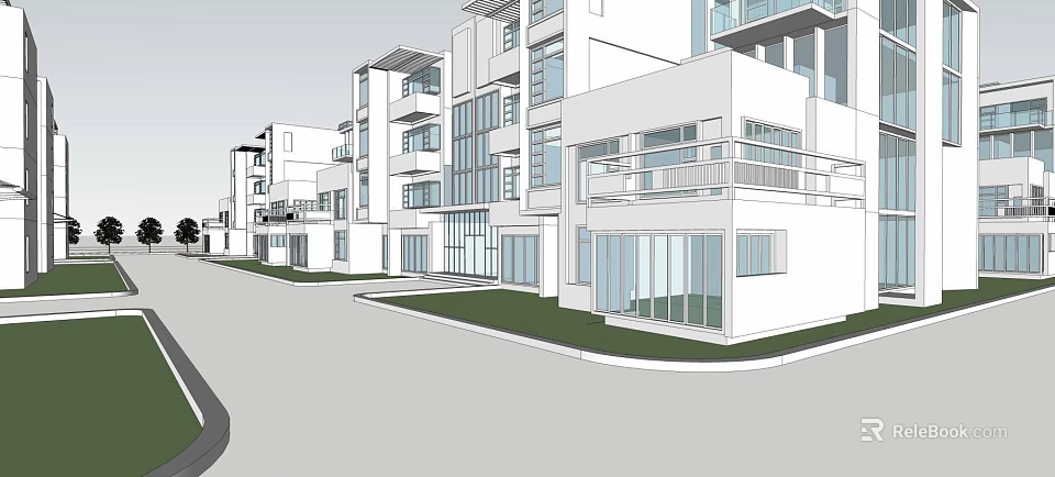 Modern Multi Storey Residential Building Exterior With Balconies And Glass Windows 3d model 