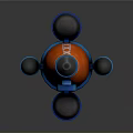 3D Rocket Model In Blue Orange Colors With Multiple Thrusters For Space Exploration