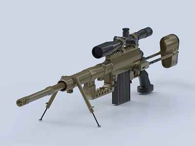 Military Sniper Rifle With Telescopic Scope Detachable Magazine Bipod And Olive Green Design 3d model