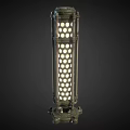 Vintage Metal Floor Lamp With Circular Hole Pattern And Tall Columnar Design For Home Interior