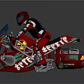 High Speed Red Racing Motorcycle With Rider In Racing Suit And Helmet