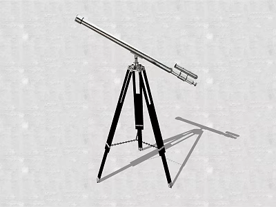 Commercial Surveying Equipment On Tripod With Extended Rod And Cylindrical Components 3d model
