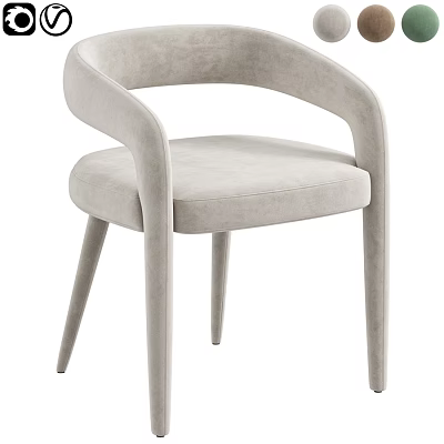 Modern Light Gray Single Chair With Curved Armrests And Slender Legs 3d model