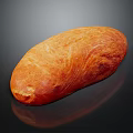 Freshly Baked Golden Crust Bread on Black Background with Shiny Surface