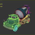 Vintage Blue Concrete Mixer Truck With Classic Design And Stylish Appearance