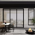 Modern Villa Balcony With White Sofa Fire Pit Dining Set Grill And Scenic View