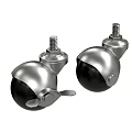 Durable Metal Casters with Black Wheels and Threaded Screws for Hardware Applications 3d model