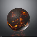Glowing Lava Sphere With Red Orange Textured Surface On Gray Background