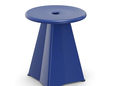 Modern Blue Stool With Round Top Conical Base And A Central Hole 3d model