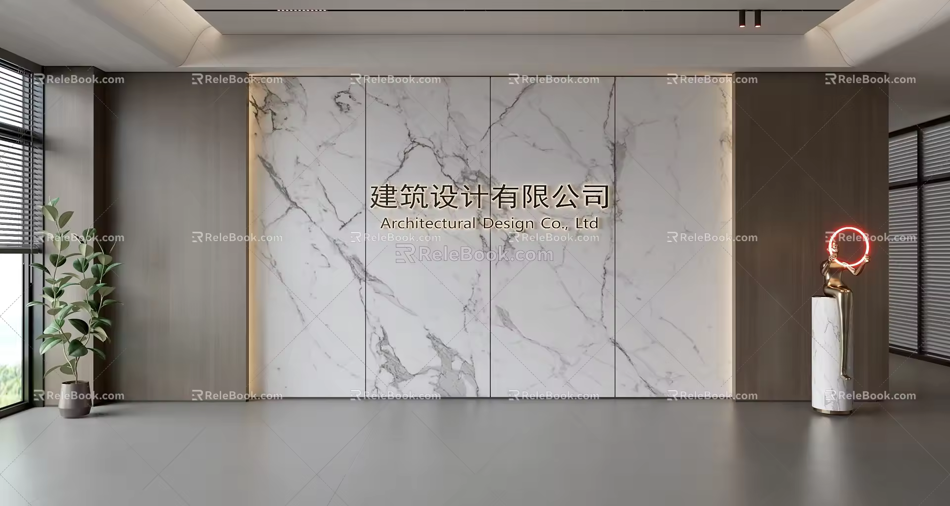 Modern Front Desk Background Wall Simple Background Wall Front Desk Reception Area Background Wall Company Front Desk Background Wall 3d model