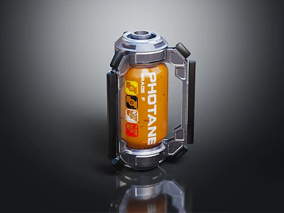 Orange Cylindrical Smart Machine With Metal Frame PHOTANE Label And Container Device 3d model