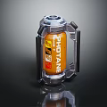 Orange Cylindrical Smart Machine With Metal Frame PHOTANE Label And Container Device 3d model
