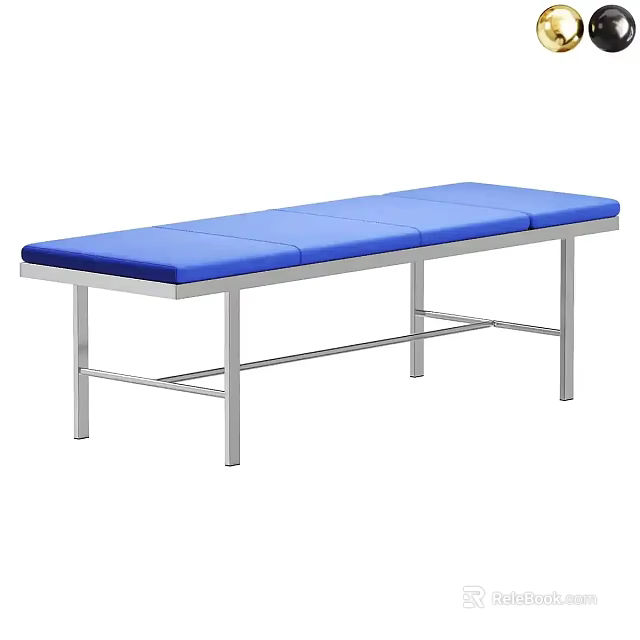 Medical Examination Table With Blue Padded Surface And Sturdy Metal Frame 3d model 