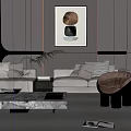 Modern Sofa Coffee Table Combination Sofa Background Wall Single Sofa Coffee Table 3d model