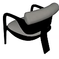 Modern Armchair With Black Wooden Frame And Cream Fluffy Cushion Design