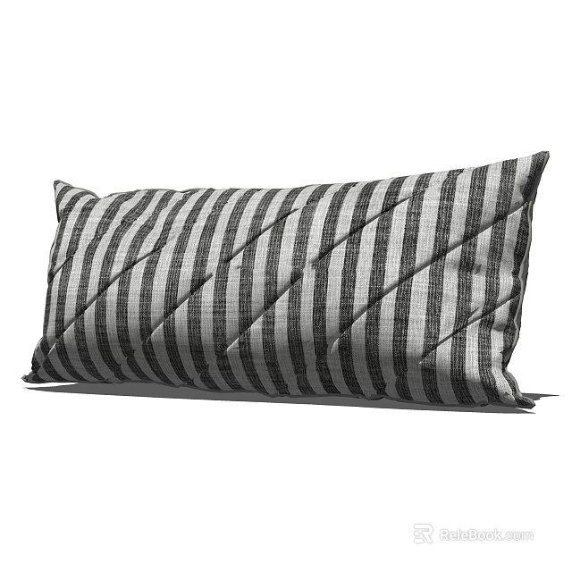 Black and White Striped Pillow With Diamond Quilted Pattern For Home Decor 3d model 