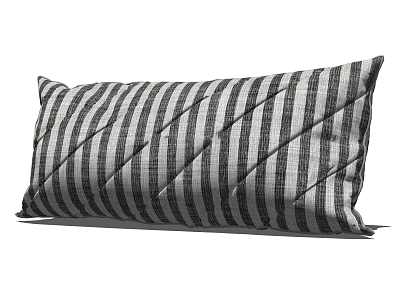 Black and White Striped Pillow With Diamond Quilted Pattern For Home Decor 3d model