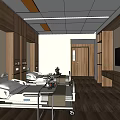 Modern Hospital Outpatient Clinic Ward With Comfortable Beds Wooden Cabinets TV And Medical Equipment