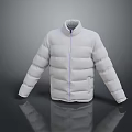White Padded Puffer Jacket With Front Zip Closure For Daily Casual Wear