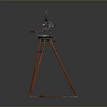 Computer Projector With Orange Tripod And Black Body On Grey Background 3d model