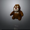 Brown Plush Stuffed Bear Toy With White Belly Red Nose And Black Eyes