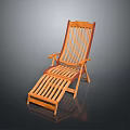 Wooden Lounge Chair With Slatted Backrest And Comfortable Footrest Design