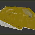 Detailed Architectural Model of Yellow Building Featuring Dome Tower and Arched Windows