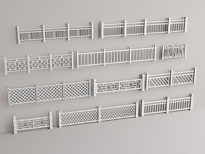 Stone railing Stone grille Fence fence Stone handrail 3d model