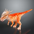 Orange And White Dinosaur Model With Spiked Head In Standing Posture On Gray Gradient Background 3d model