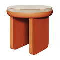 Two Modern Stools Featuring Round Seats In Orange And Blue Hues 3d model