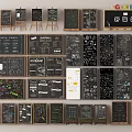 Public Facility Chalkboards Featuring Various Educational Designs Colorful Illustrations And Display Frames 3d model