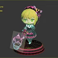 Cute Anime Girl Character With Butterfly Hairpin And Neon Cake Base Decor