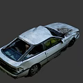 Abandoned Wrecked Car With Damaged Body Rusty Exterior And Broken Windows