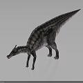Realistic 3D Rendered Dinosaur With Spiked Back And Striped Pattern On Gray Background 3d model
