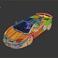 Yellow Luxury Sports Car With Sleek Aerodynamic Body Black Roof And Rear Spoiler