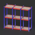Industrial Equipment Multi Tier Storage Rack With Blue Frame And Red Shelves