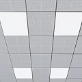 Suspended Ceiling with Perforated Square Panels Metal Grid Frame and Textured Surface 3d model