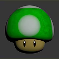 Cute Green Mushroom with White Spots on Cap Yellow Base and Adorable Eyes Design