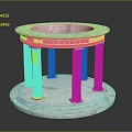Classical Circular Marble Architectural Structure With Fluted Columns And Carved Platform Base 3d model