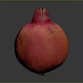 Single Fresh Ripe Red Pink Pomegranate Fruit on Dark Background with Natural Texture