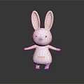 Cute White Rabbit Toy With Long Ears Standing On Reflective Surface 3d model