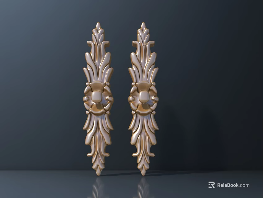 Golden Ornate Decorative Handles for Furniture Cabinet with Intricate Patterns 3d model 