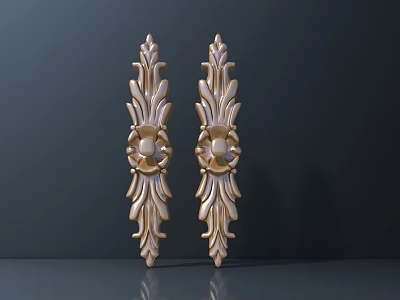 Golden Ornate Decorative Handles for Furniture Cabinet with Intricate Patterns 3d model