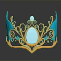 Ornate Gold Crown With Blue Gemstones And Intricate Decorative Design