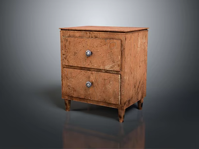 Natural Wood Entryway Side Cabinet With Two Drawers Metal Handles And Legged Design 3d model