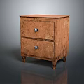 Natural Wood Entryway Side Cabinet With Two Drawers Metal Handles And Legged Design