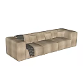 Beige Sectional Sofa With Soft Cushions And Throw Blanket Modern Design 3d model
