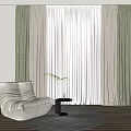 Curtain Window Screen Fabric Curtain Gauze Curtain Single Person Sofa Side Plain Color Curtain Solid Color Curtain Green Plant 3d model